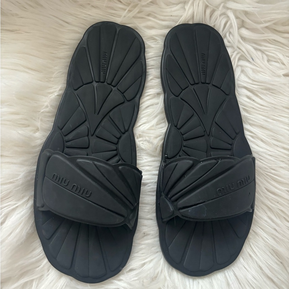 Miu Miu Black Slide Sandals